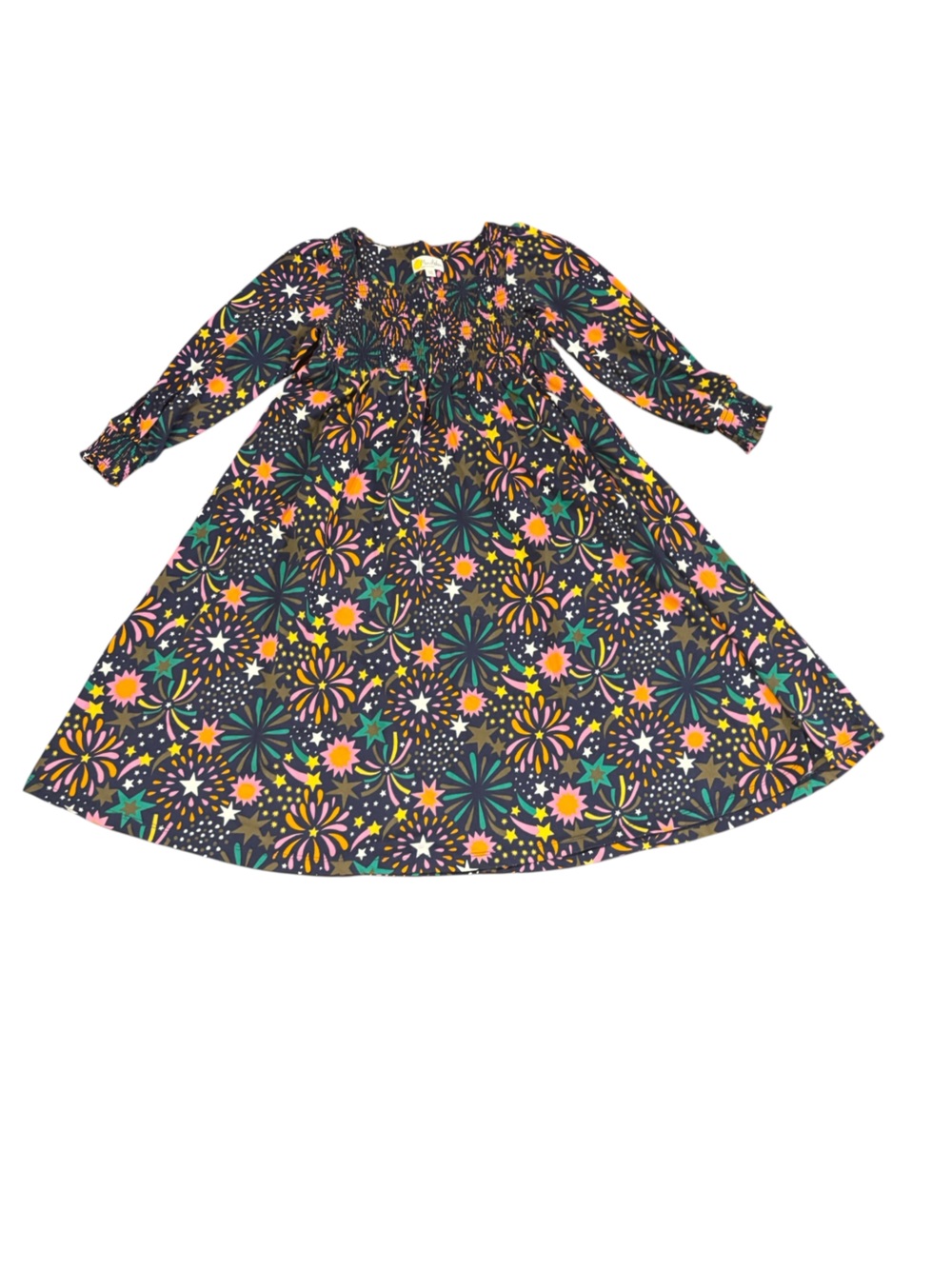 Mini Boden size 6/7 Long Sleeve Dress with multicolor design
